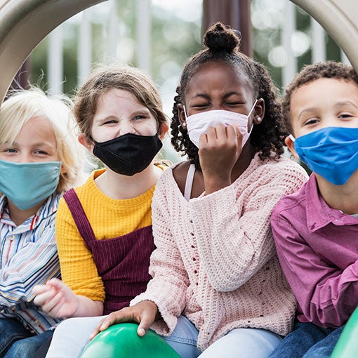 children with masks