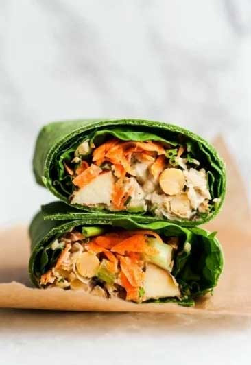 pecan apple chickpea salad wraps