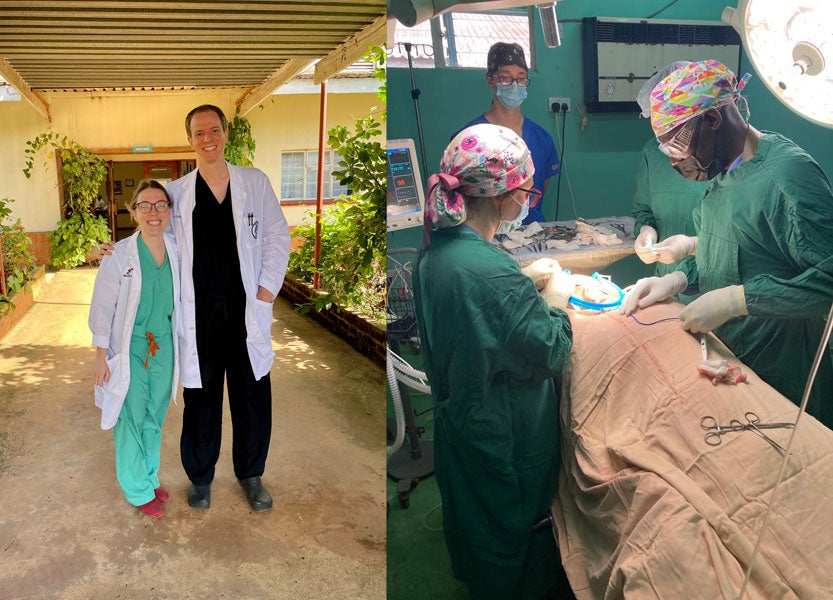 Julie Corbett, MD ('23) with Brent Sherwin, MD ('20) Mission trip in February 2022.