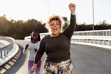 woman celebrating and exercising