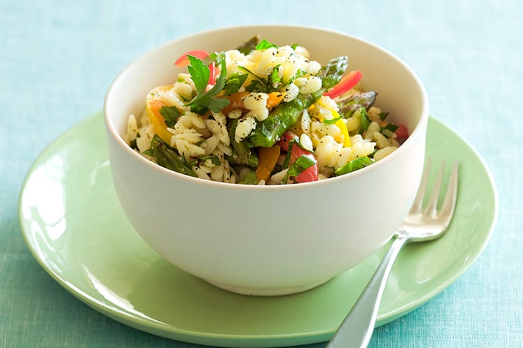 Lemon Garlic Orzo with Roasted Vegetables