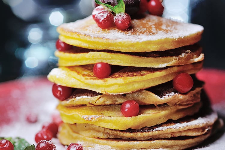 Pumpkin Pancakes with Cranberry Topping