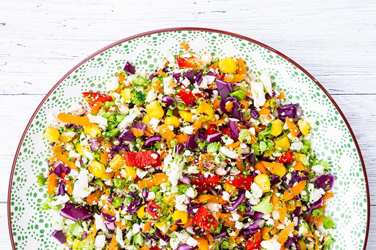 Eat-the-Rainbow: Chopped Salad with Basil & Mozzarella