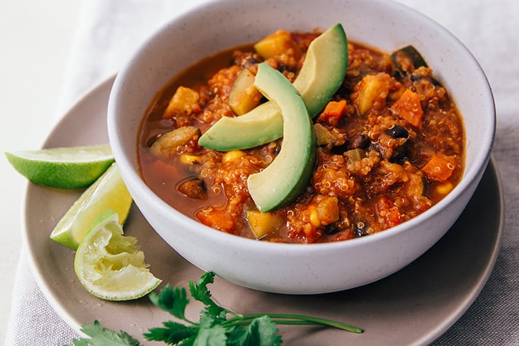 Sweet Potato Black Bean Quinoa Chili