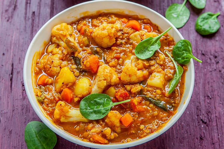 Lentil Curry with Roasted Cauliflower