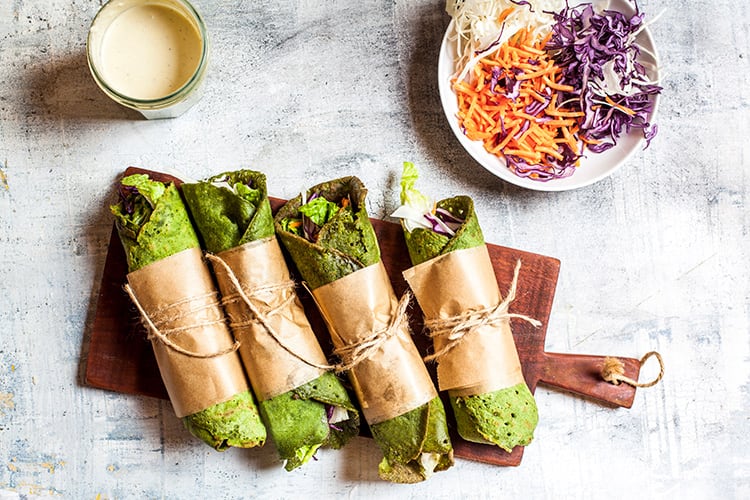Pecan Apple Chickpea Salad Wraps